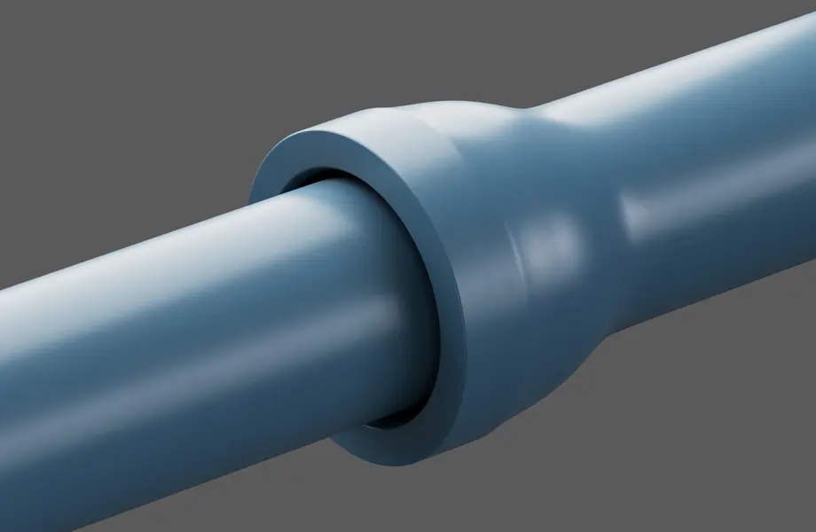 A section of a ductile iron pipeline at a socket joint.